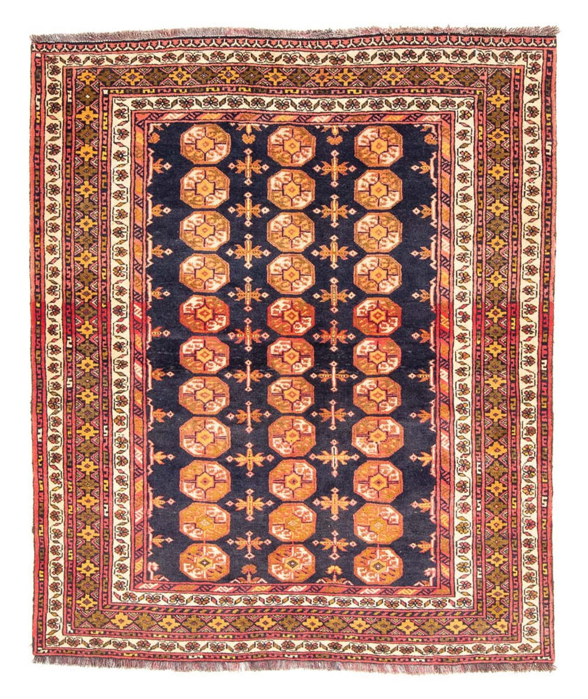 Tapis Belutsch carré - 174 x 139 cm - bleu foncé
