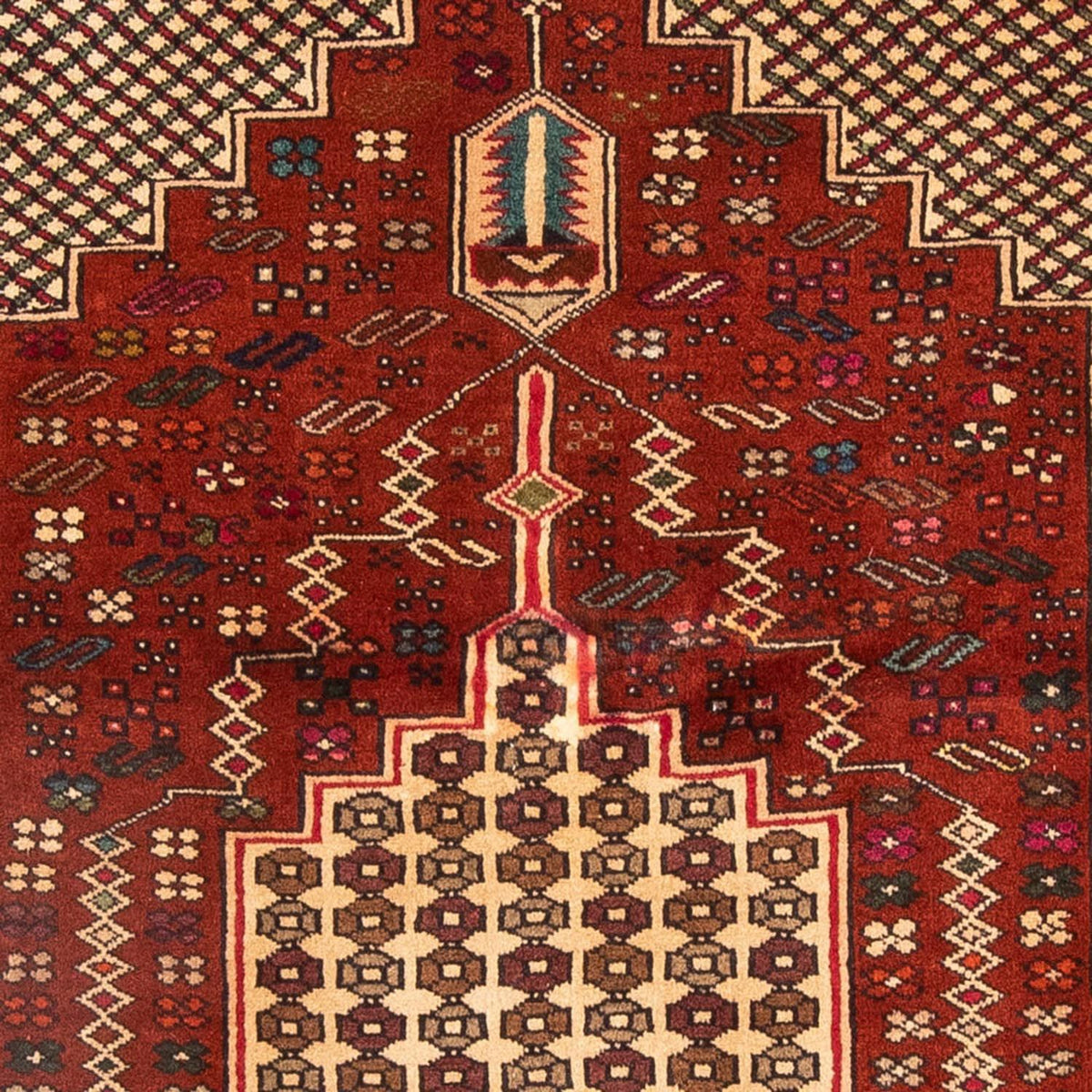 Tapis Belutsch carré - 174 x 133 cm - rouge