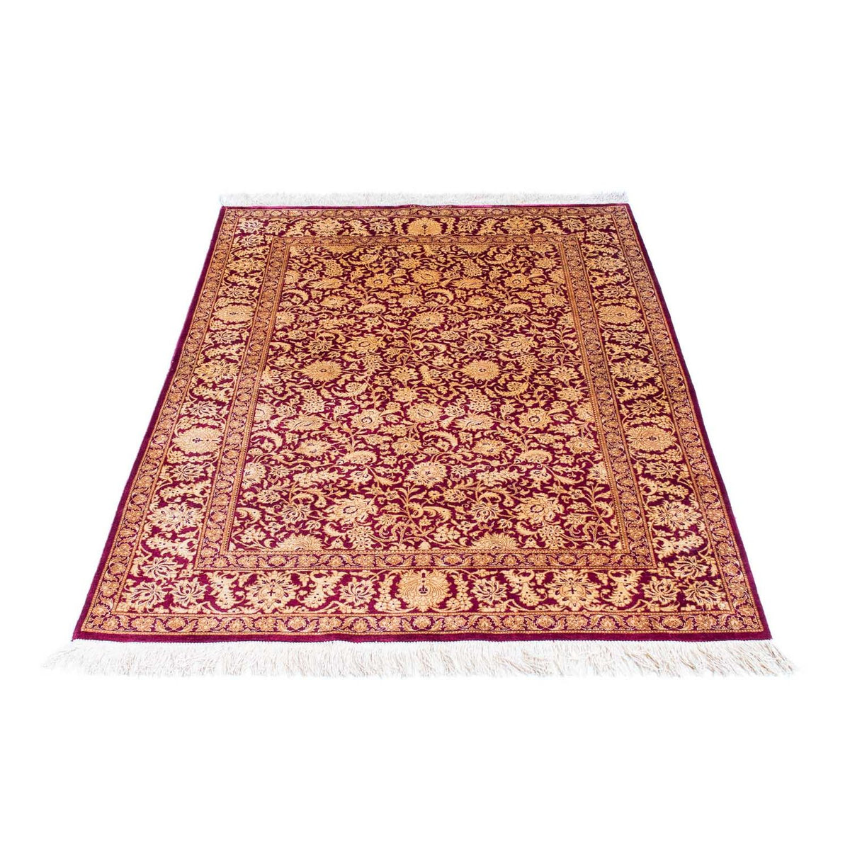 Tapis persan - Ghom - 146 x 100 cm - rouge foncé