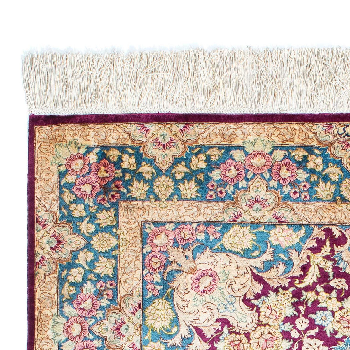 Tapis persan - Ghom - 148 x 99 cm - rouge foncé