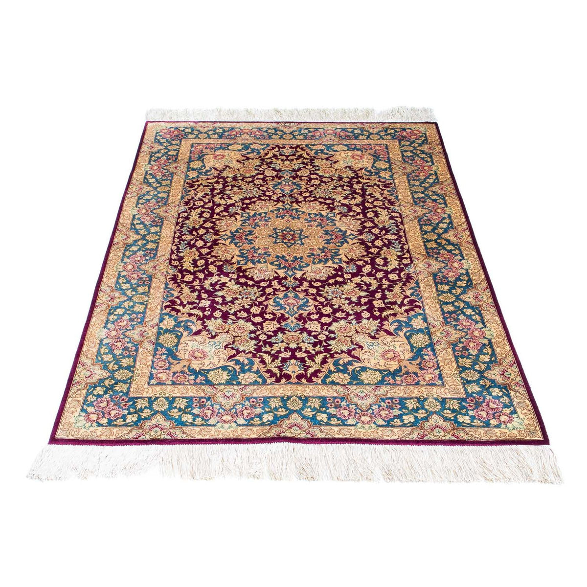 Tapis persan - Ghom - 148 x 99 cm - rouge foncé
