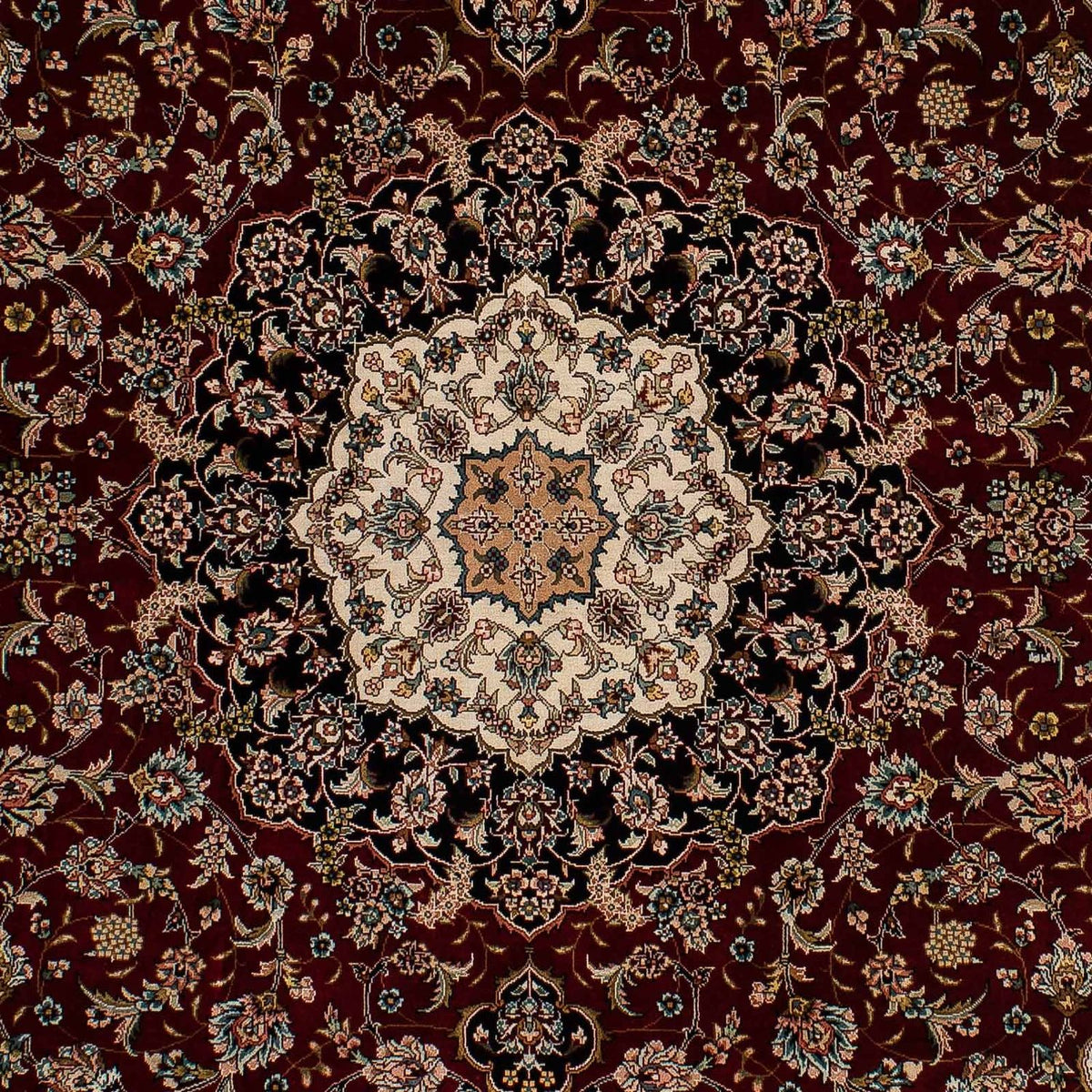 Tapis persan - Ghom - 197 x 133 cm - rouge foncé