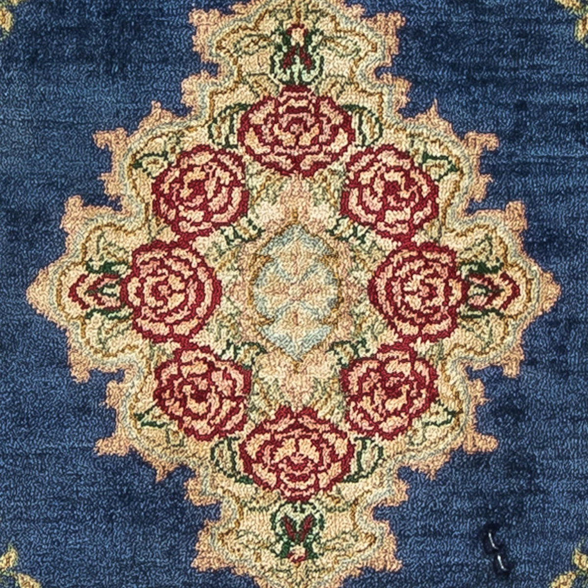 Tapis en soie - Ghom soie - Premium - 39 x 28 cm - bleu foncé