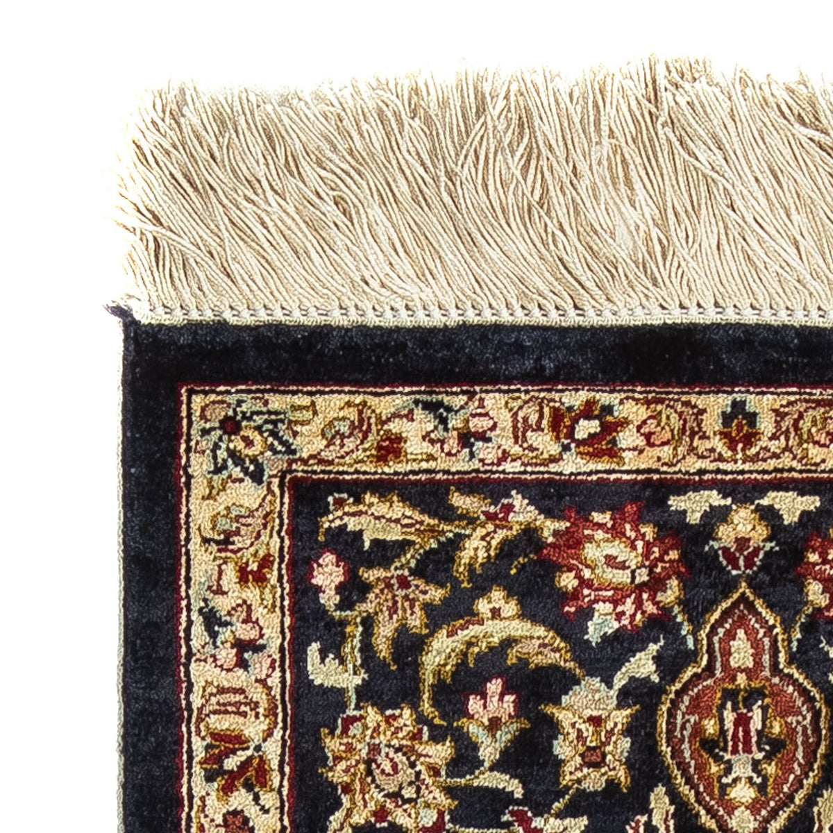 Tapis en soie - Ghom soie - Premium - 41 x 28 cm - bleu foncé