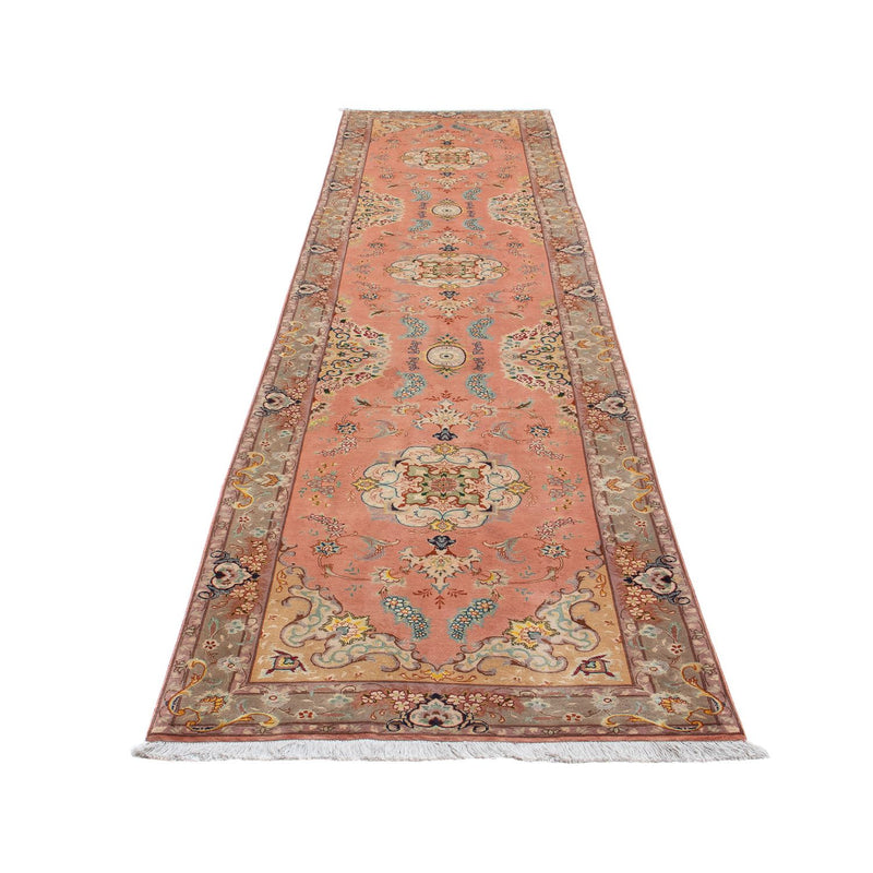 Tapis de couloir Tapis persan - Tabriz - Royal - 389 x 93 cm - rouge clair