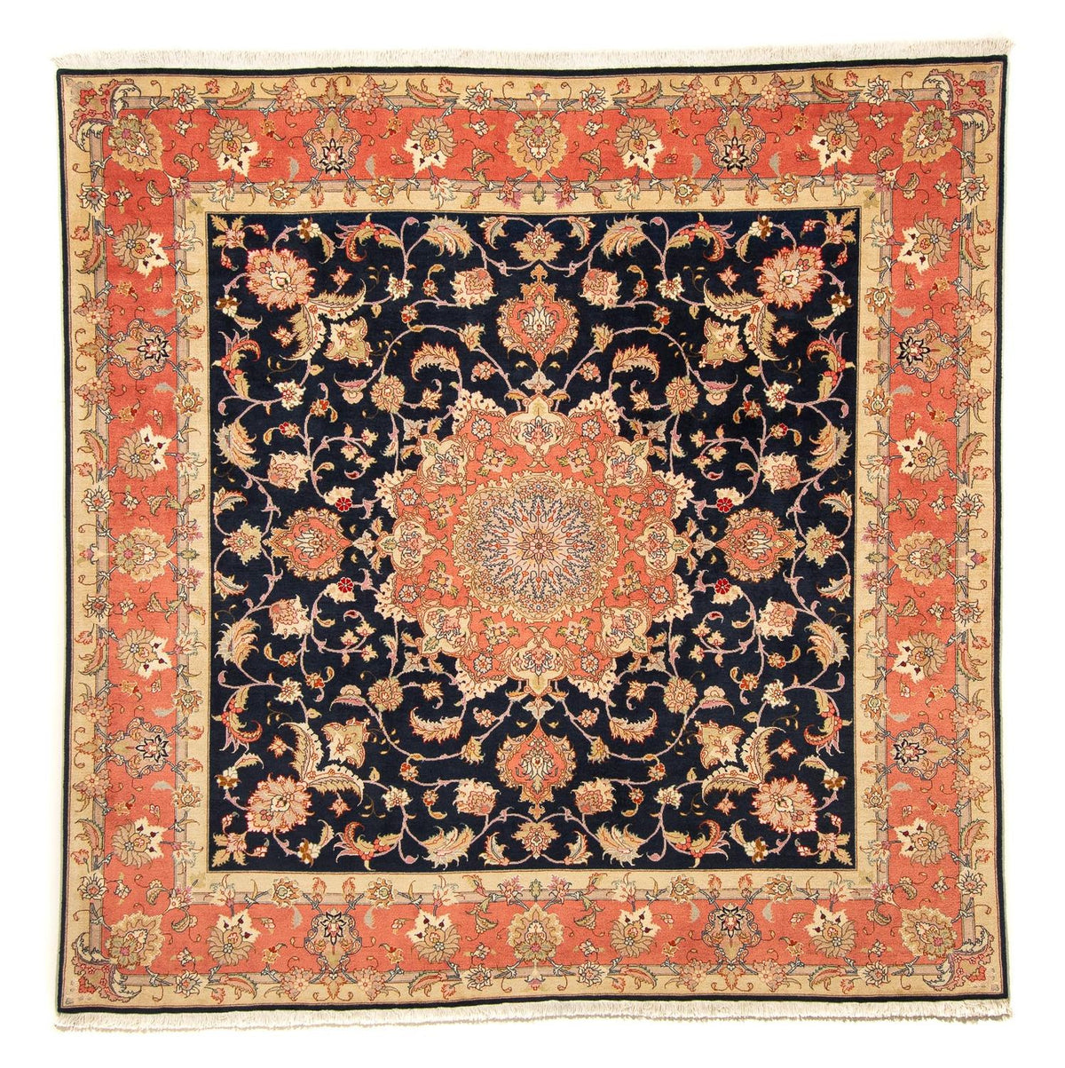Tapis persan - Tabriz - Royal carré  - 202 x 202 cm - bleu foncé