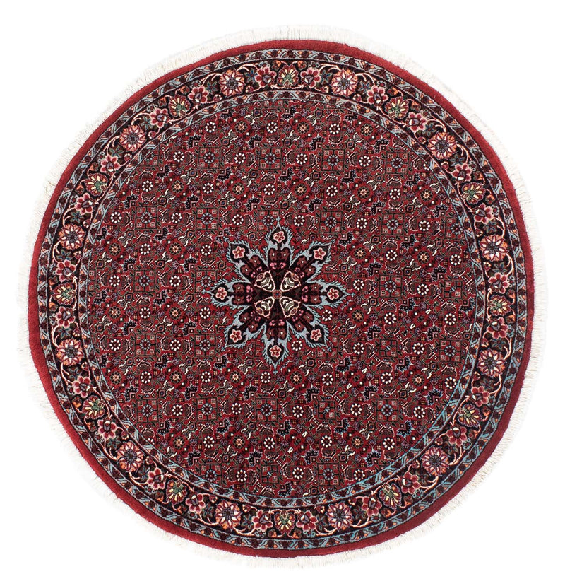 Tapis persan - Bidjar ronde  - 120 x 120 cm - rouge foncé