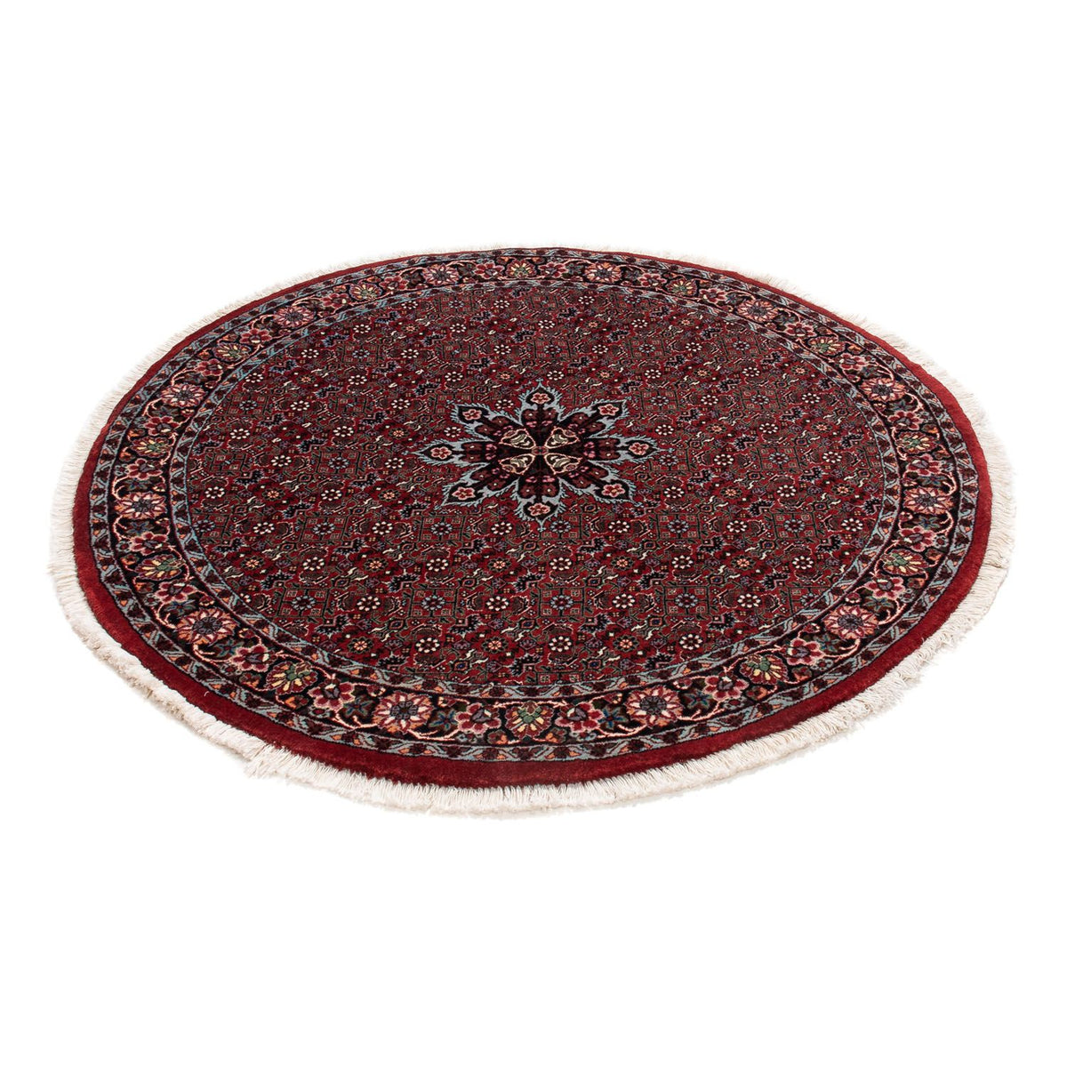 Tapis persan - Bidjar ronde  - 120 x 120 cm - rouge foncé