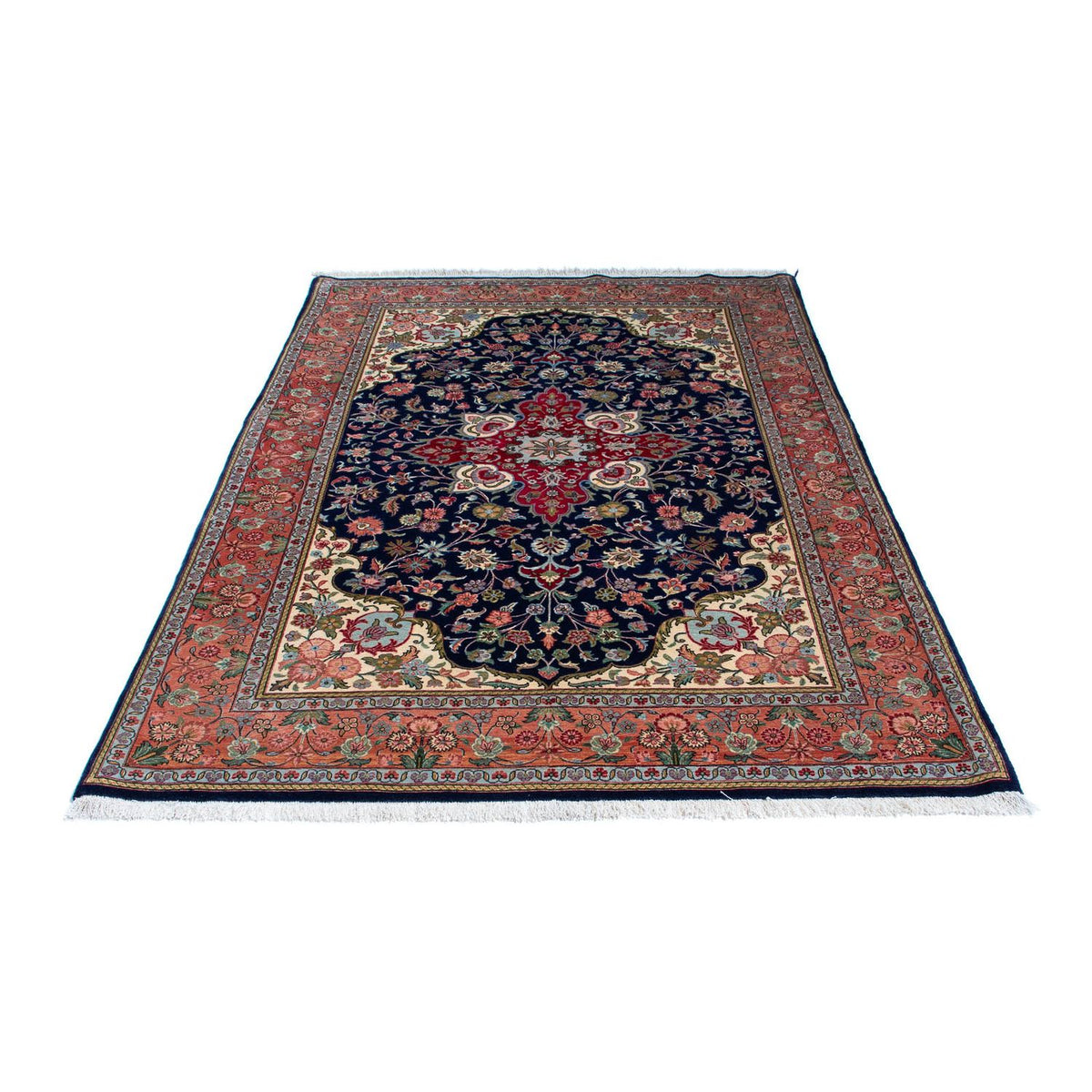 Tapis persan - Ghom - 215 x 139 cm - bleu foncé