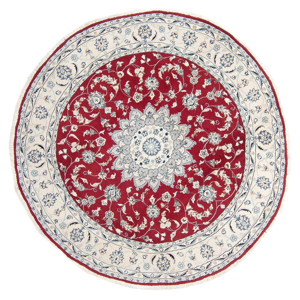 Tapis persan - Nain ronde  - 250 x 250 cm - rouge foncé