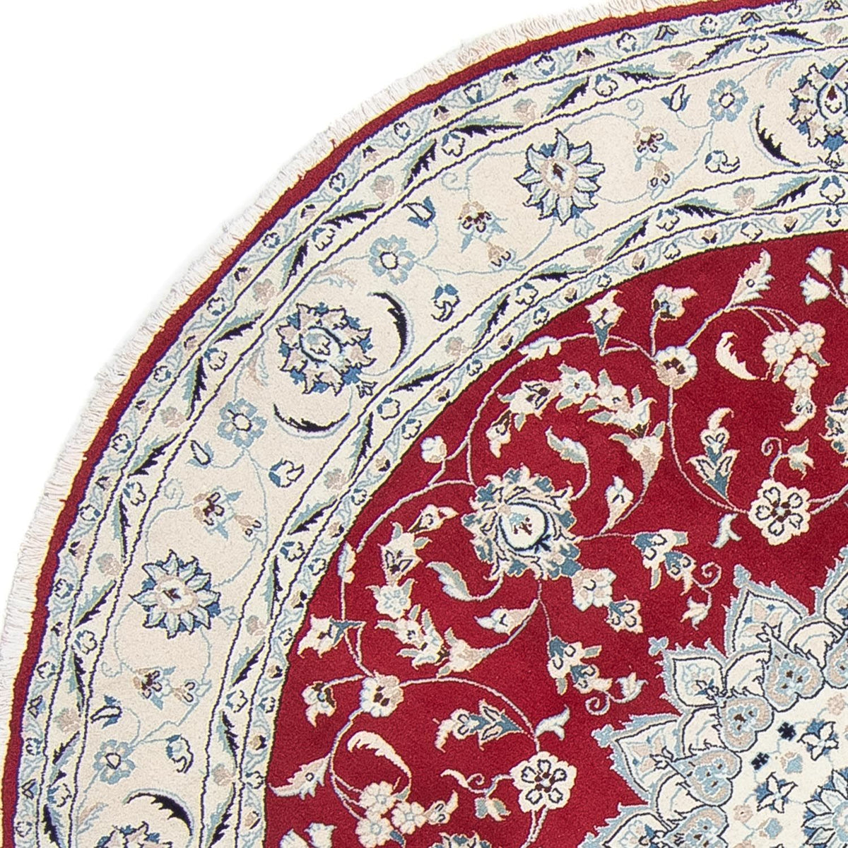 Tapis persan - Nain ronde  - 250 x 250 cm - rouge foncé