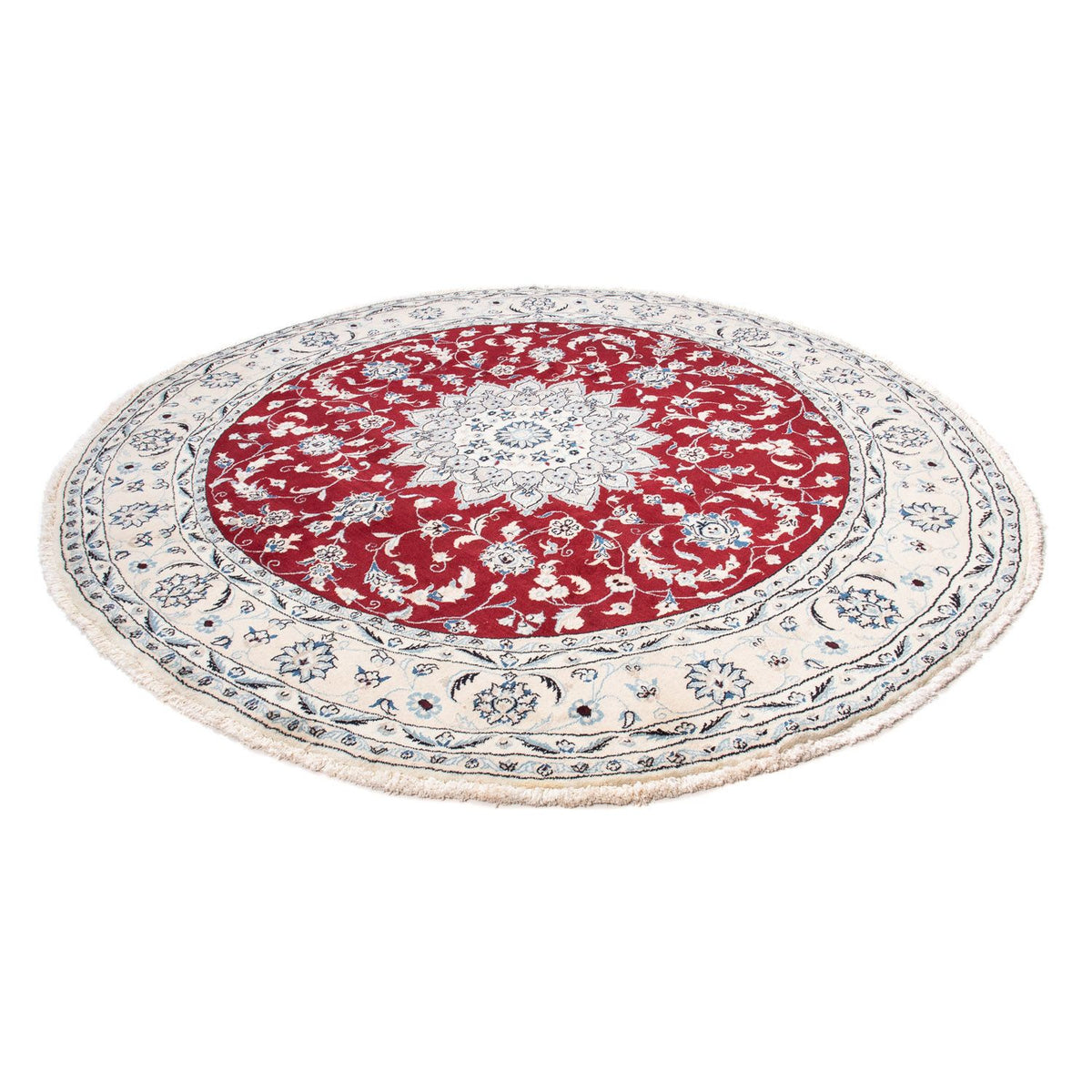 Tapis persan - Nain ronde  - 245 x 245 cm - rouge foncé