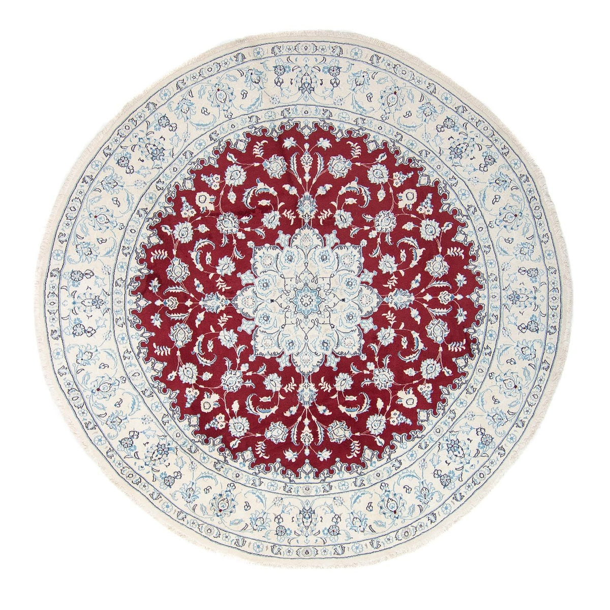 Tapis persan - Nain ronde  - 290 x 290 cm - rouge foncé