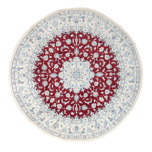Tapis persan - Nain ronde  - 290 x 290 cm - rouge foncé