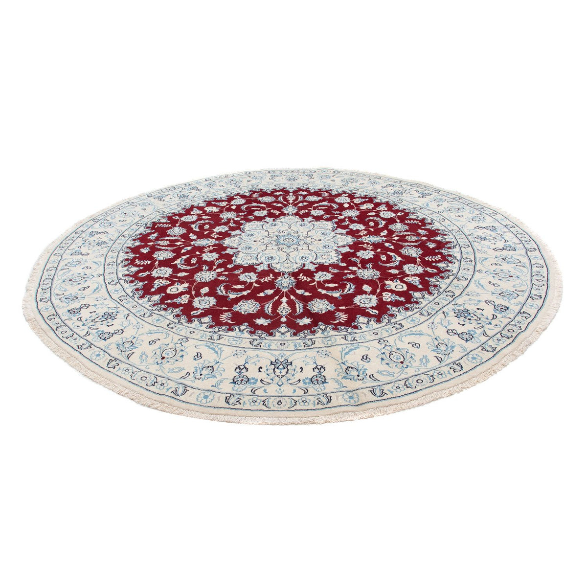 Tapis persan - Nain ronde  - 290 x 290 cm - rouge foncé
