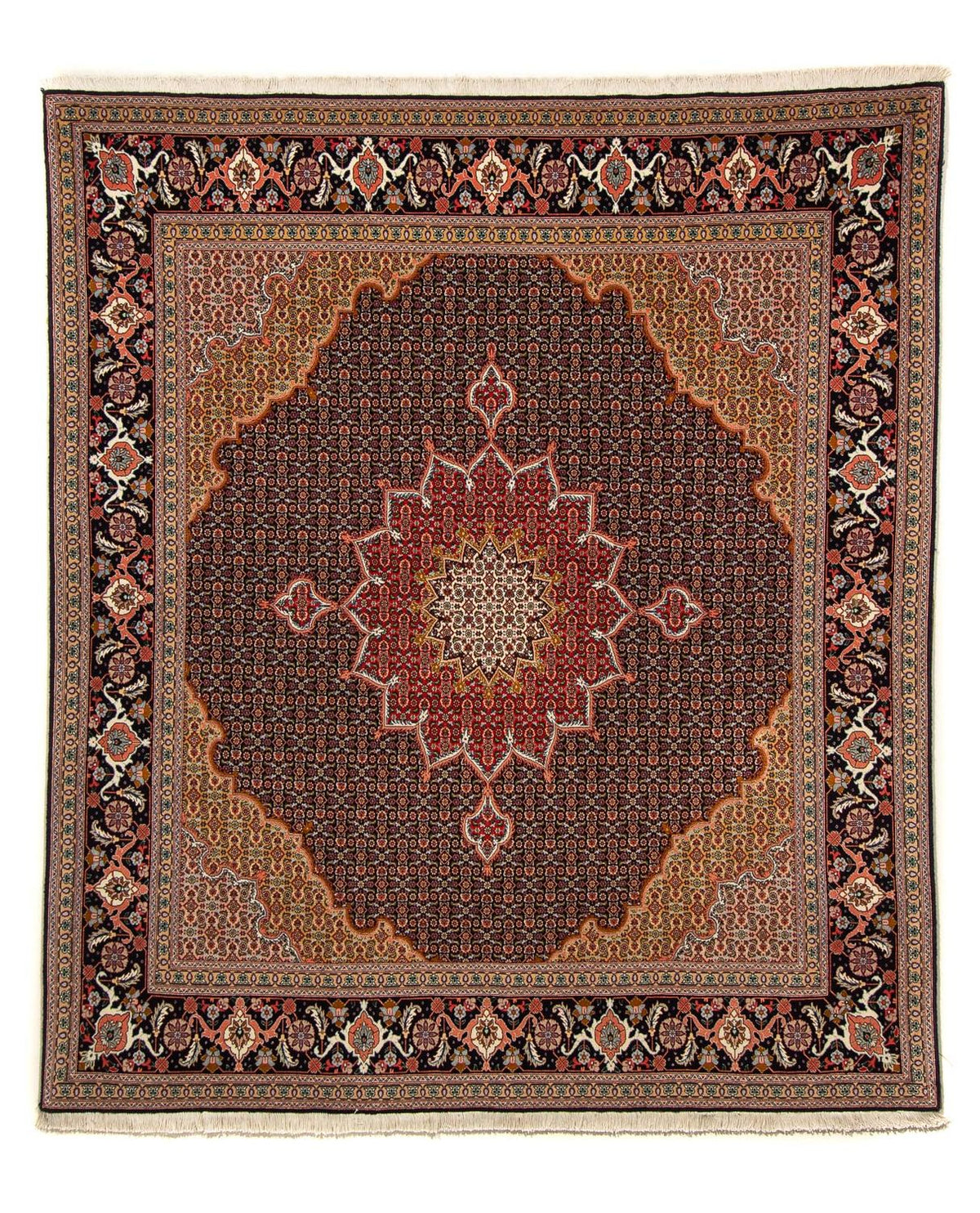 Tapis persan - Tabriz - Royal carré - 219 x 200 cm - bleu foncé