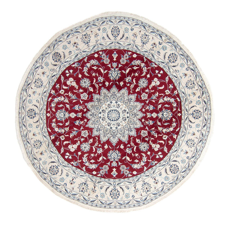 Tapis persan - Nain ronde  - 250 x 250 cm - rouge foncé