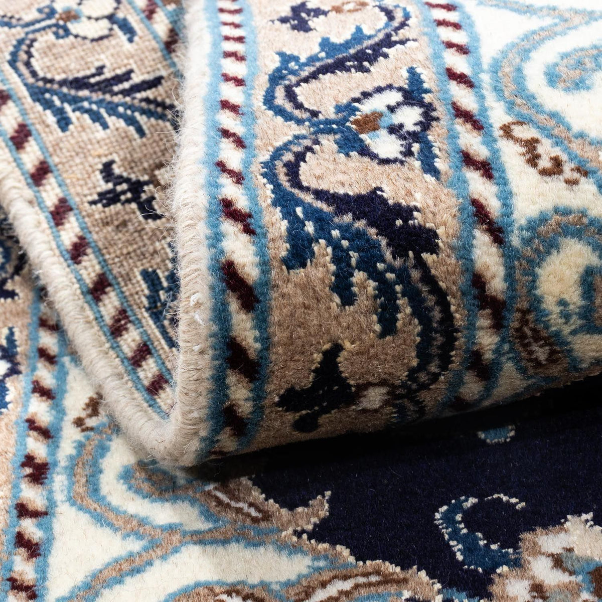 Tapis persan - Nain - 141 x 66 cm - bleu foncé