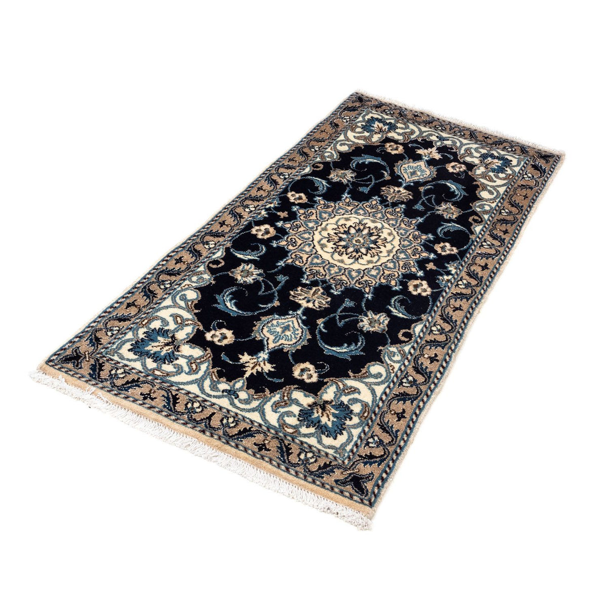 Tapis persan - Nain - 141 x 66 cm - bleu foncé
