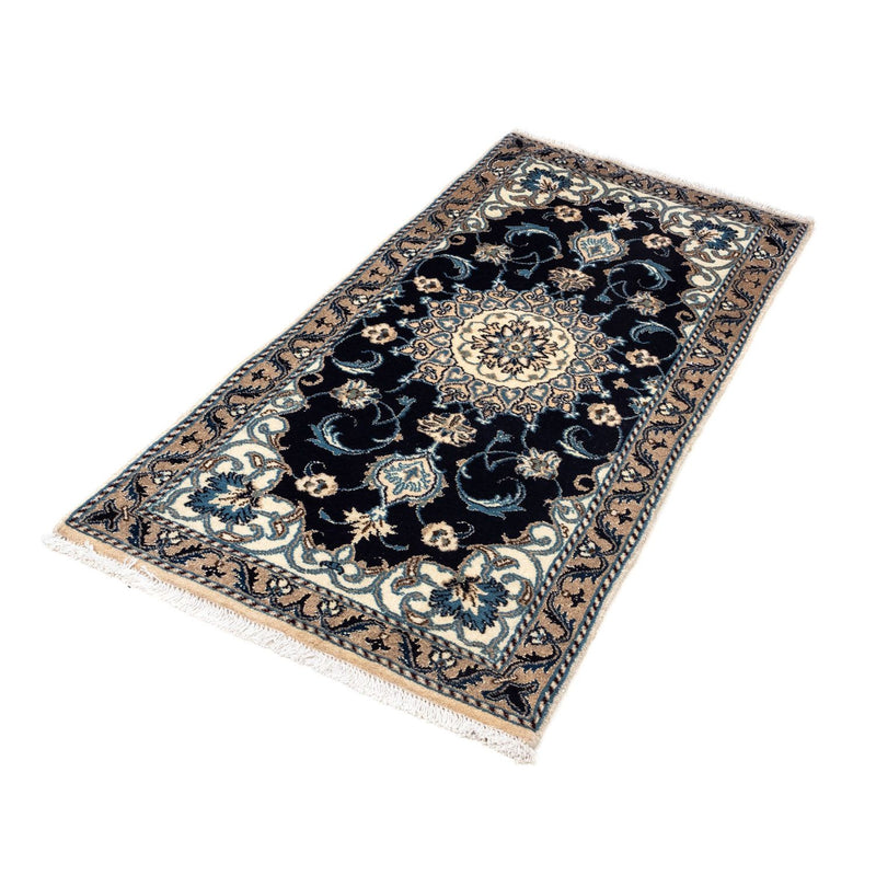 Tapis persan - Nain - 141 x 66 cm - bleu foncé