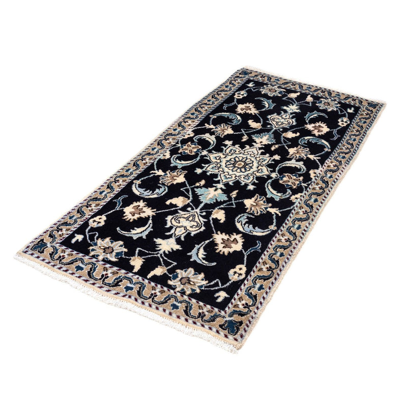 Tapis persan - Nain - 139 x 66 cm - bleu foncé