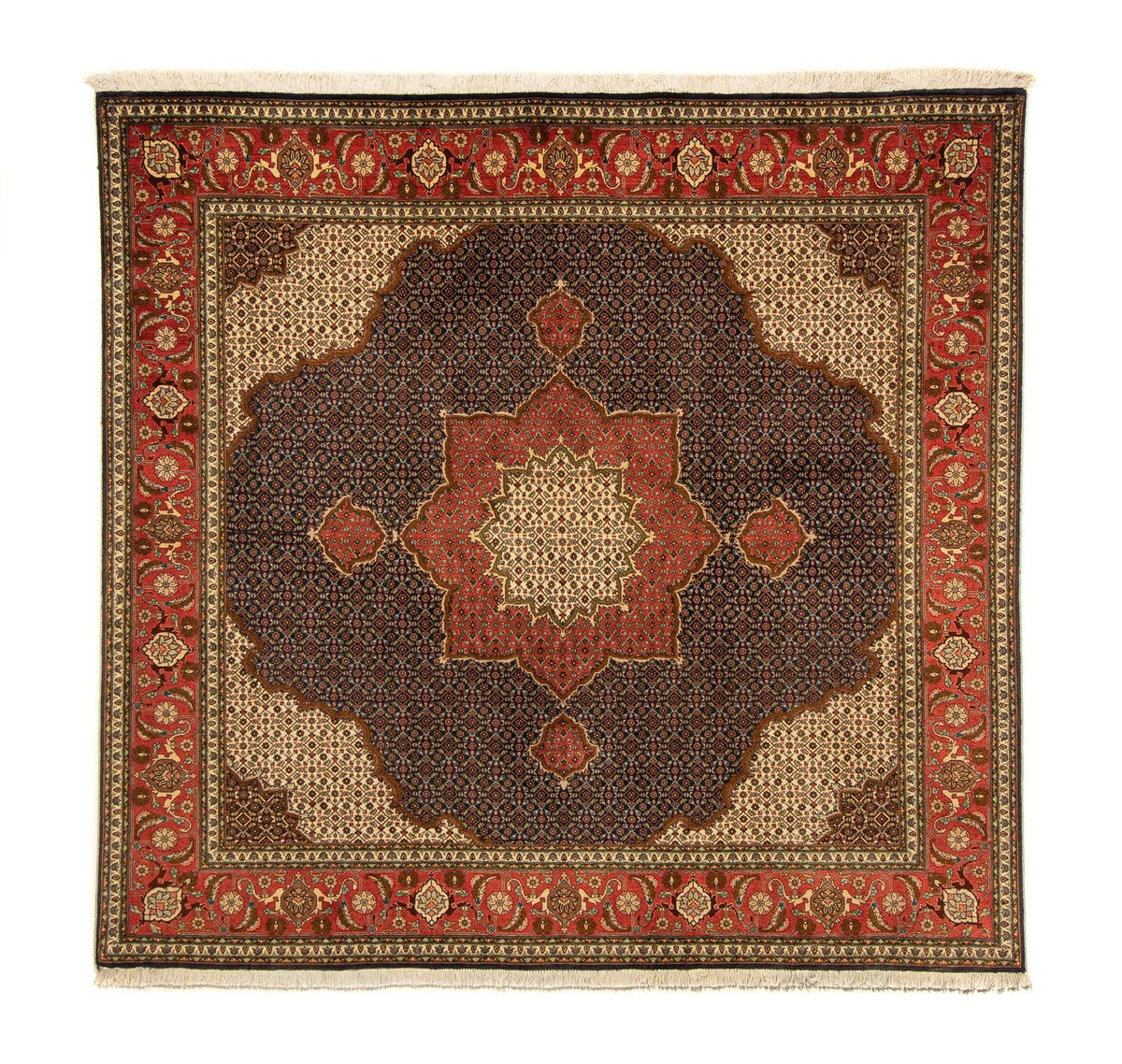 Tapis persan - Tabriz carré - 201 x 195 cm - bleu foncé