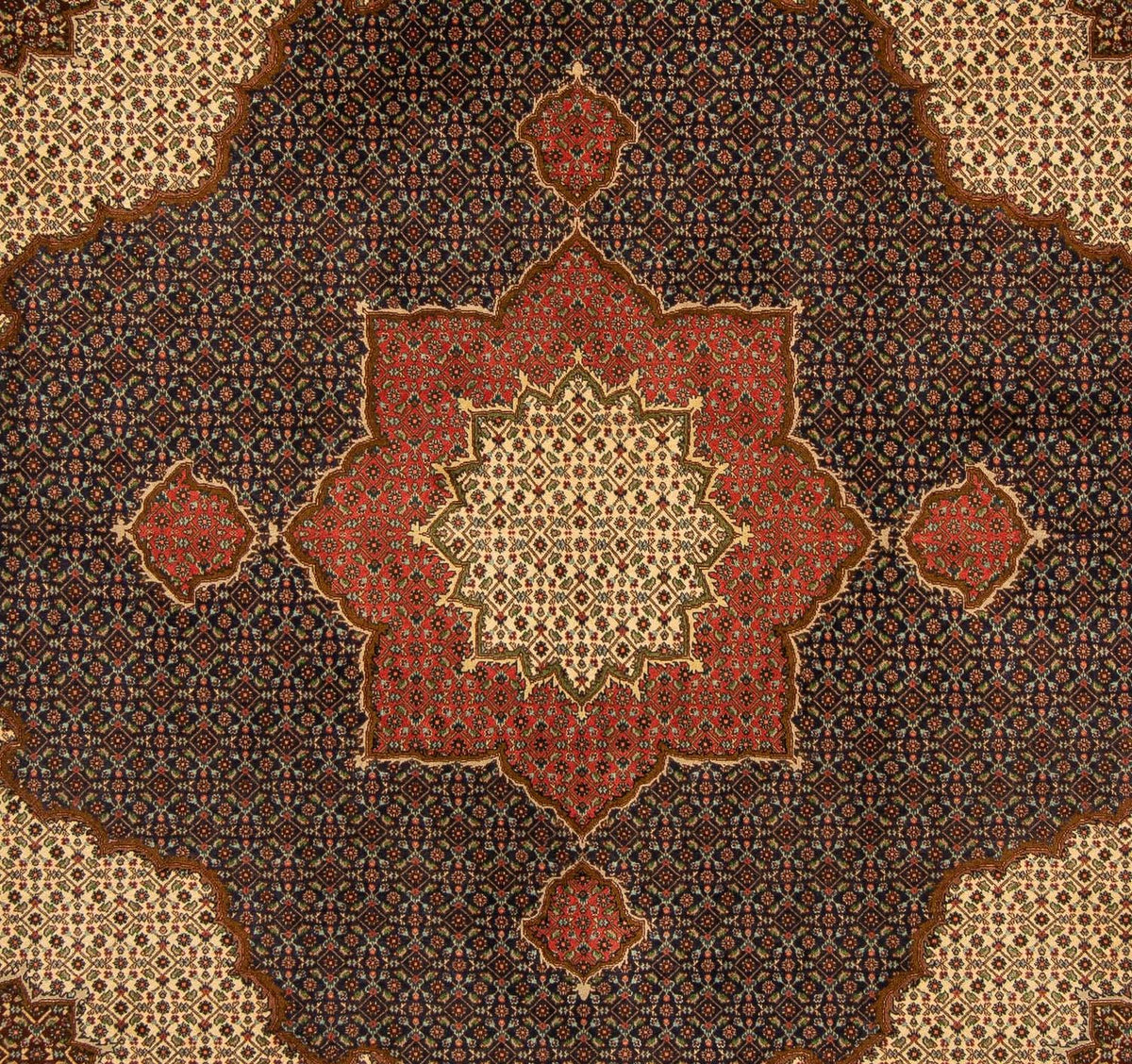 Tapis persan - Tabriz carré - 201 x 195 cm - bleu foncé
