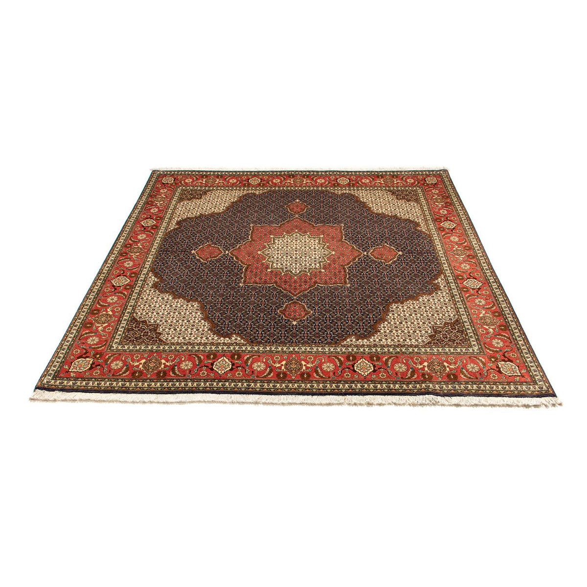 Tapis persan - Tabriz carré - 201 x 195 cm - bleu foncé