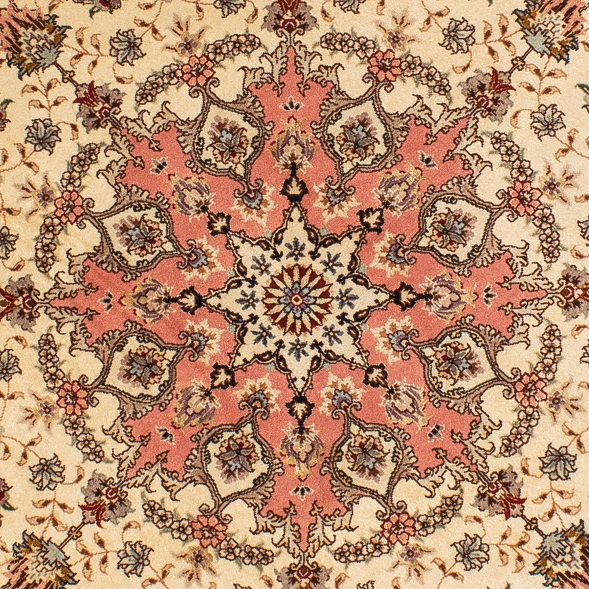Tapis persan - Tabriz - Royal ronde  - 150 x 150 cm - marron clair