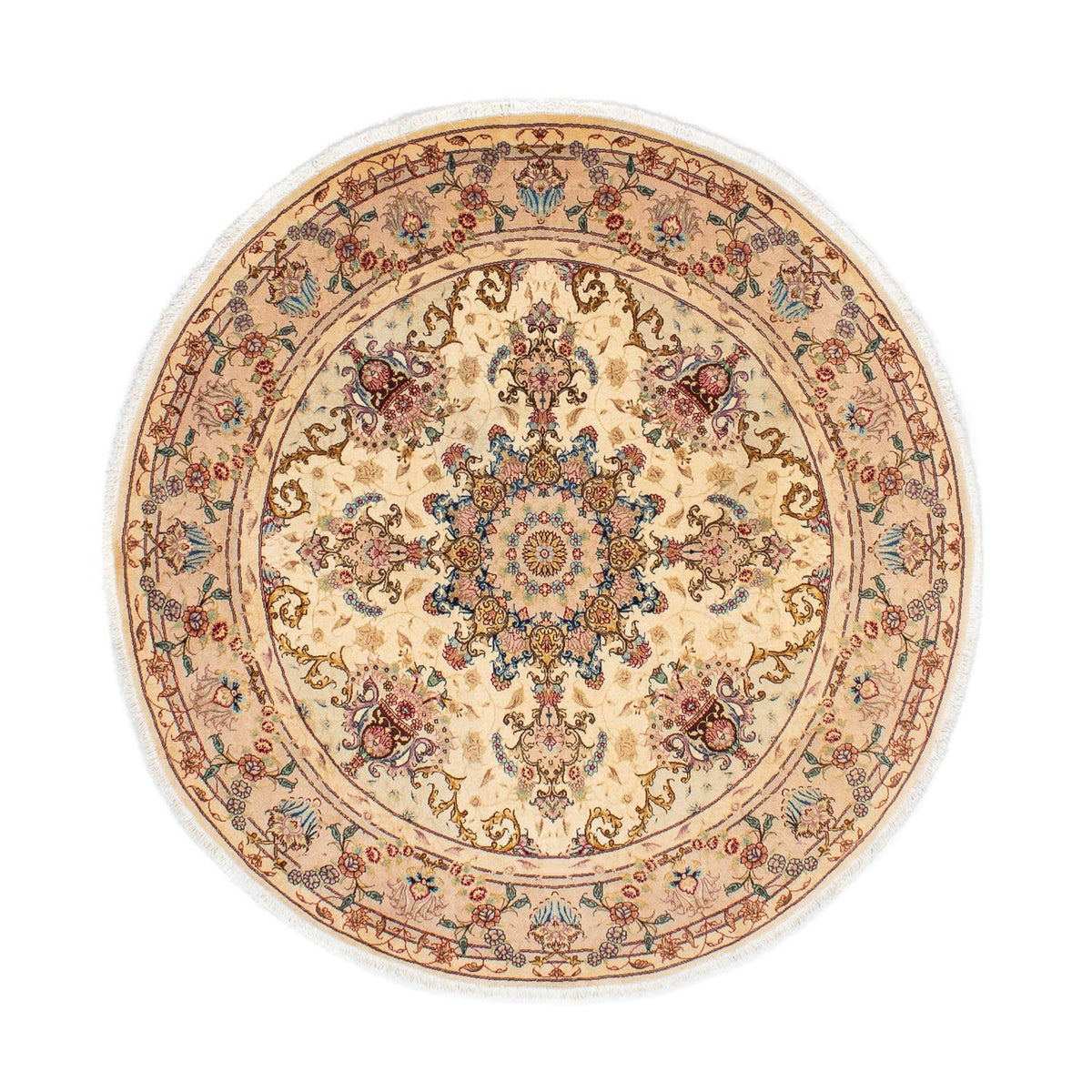 Tapis persan - Tabriz - Royal ronde - 150 x 150 cm - marron clair