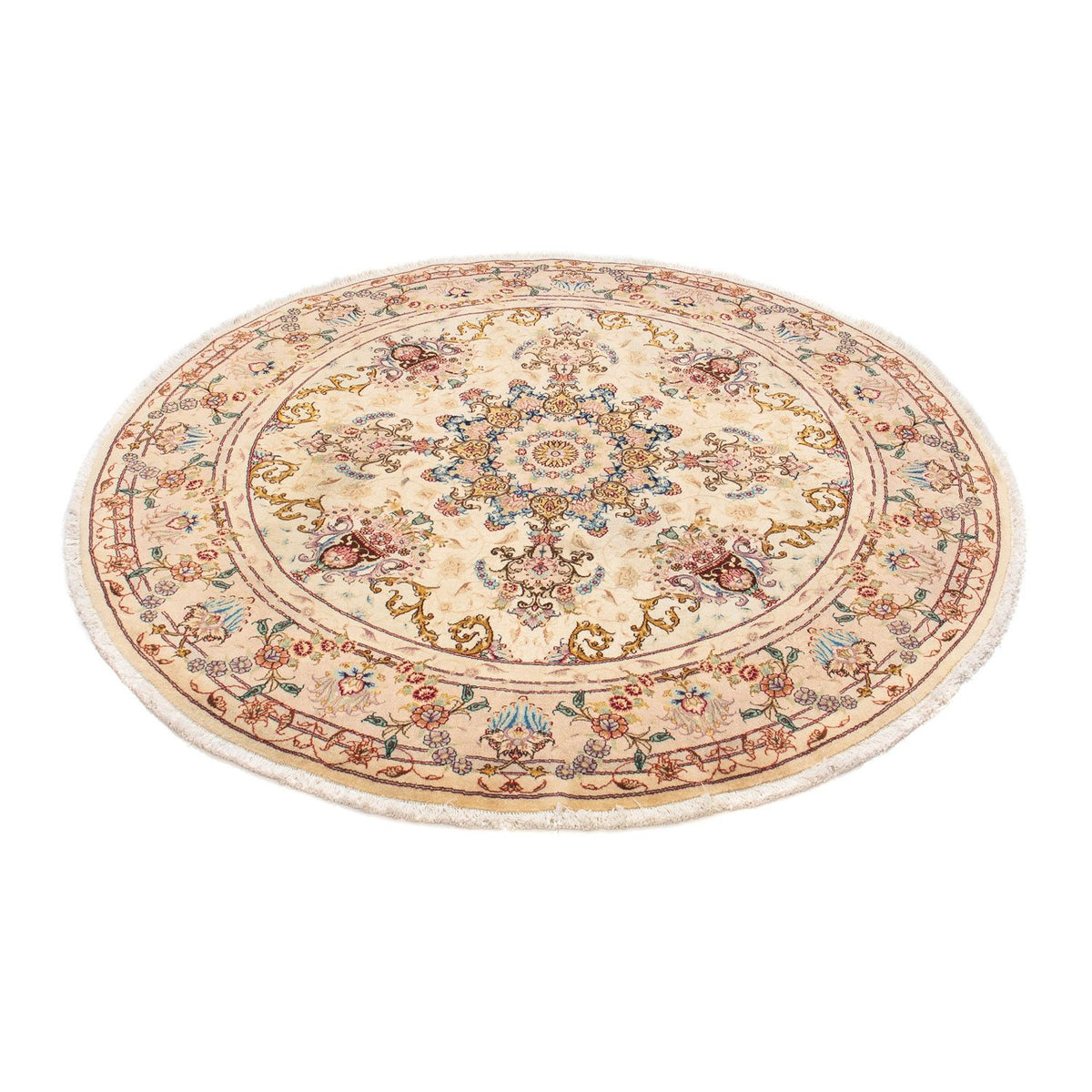 Tapis persan - Tabriz - Royal ronde - 150 x 150 cm - marron clair