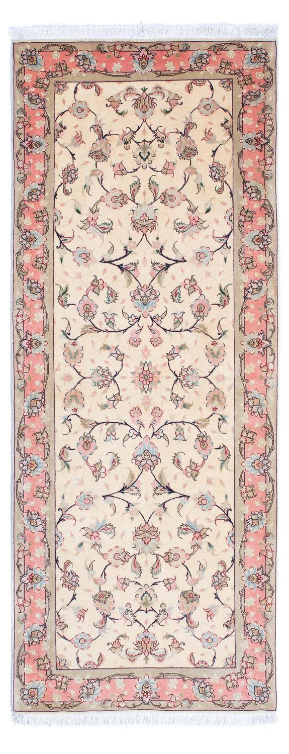 Tapis de couloir Tapis persan - Tabriz - Royal - 200 x 77 cm - beige
