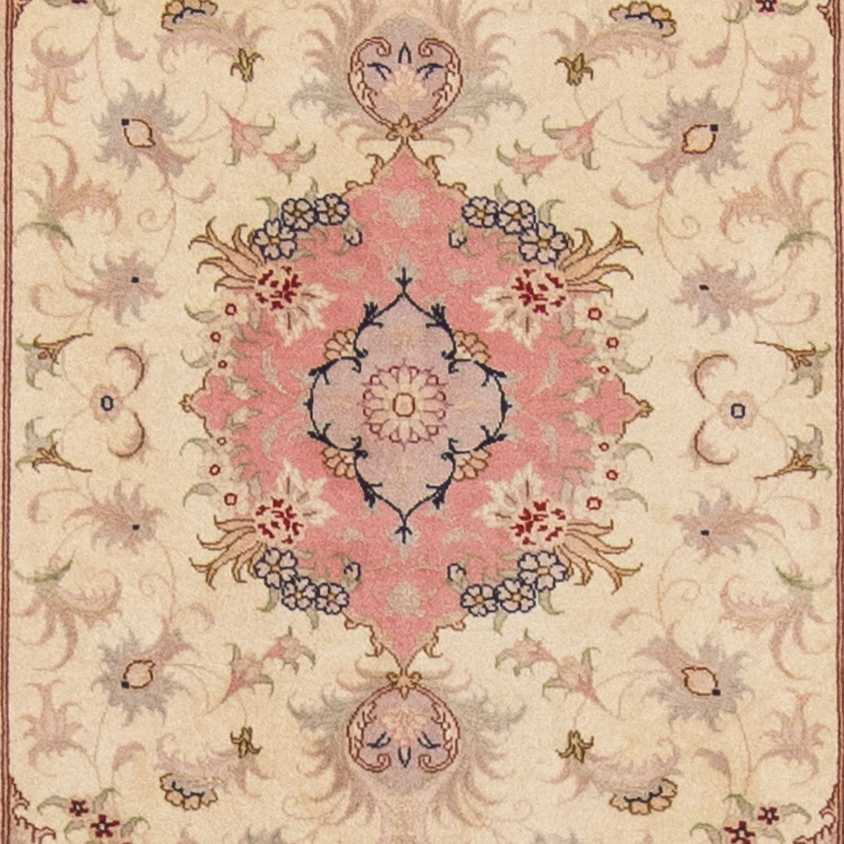 Tapis de couloir Tapis persan - Tabriz - Royal - 410 x 80 cm - beige