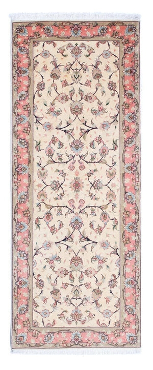 Tapis de couloir Tapis persan - Tabriz - Royal - 202 x 77 cm - beige