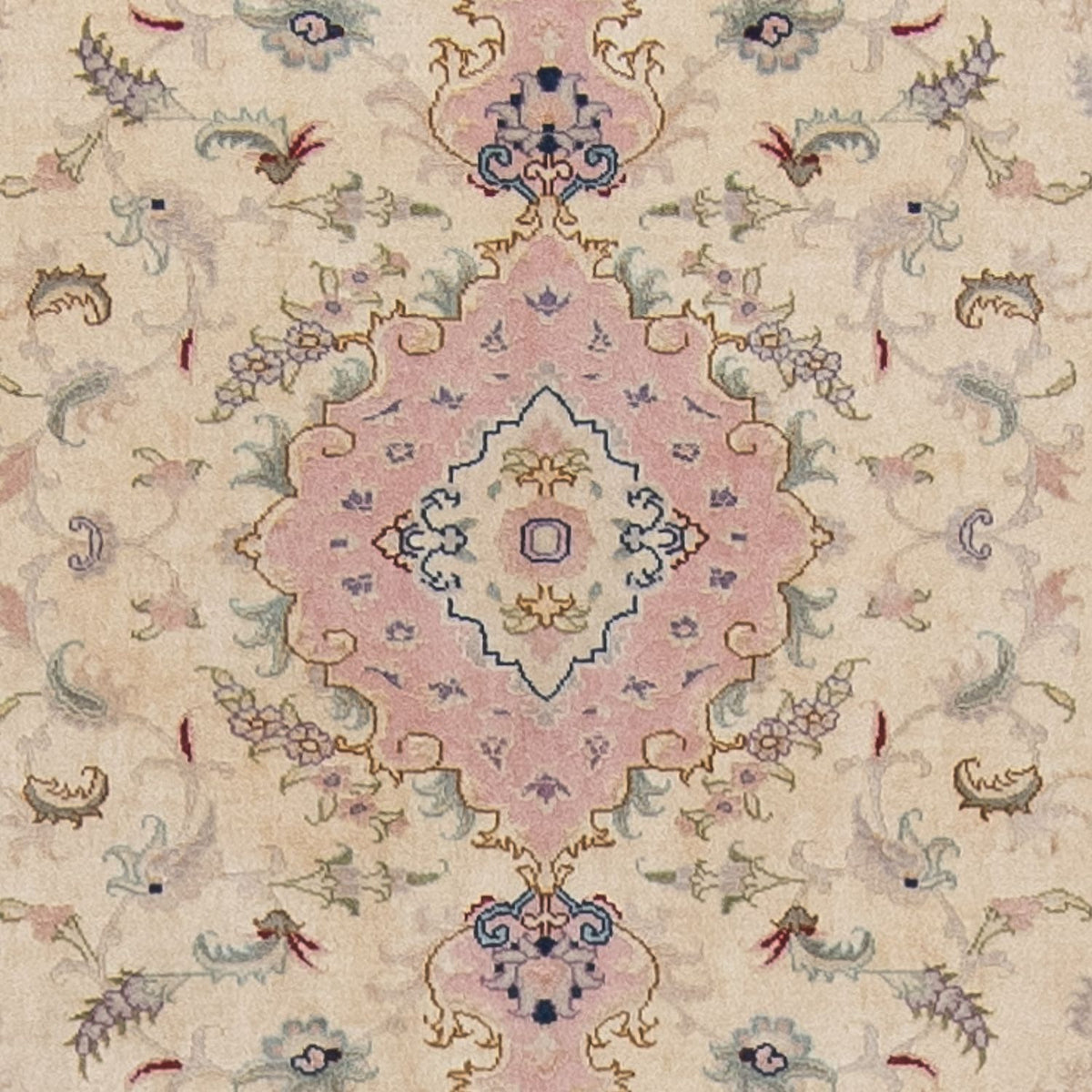 Tapis de couloir Tapis persan - Tabriz - Royal - 397 x 87 cm - beige