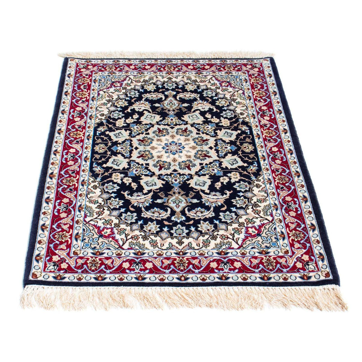 Tapis persan - Isfahan - Premium - 104 x 72 cm - bleu foncé