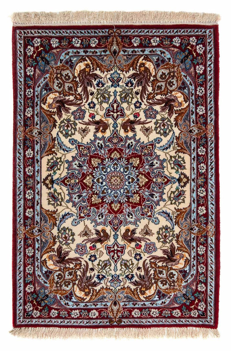 Tapis persan - Isfahan - Premium - 100 x 73 cm - rouge foncé
