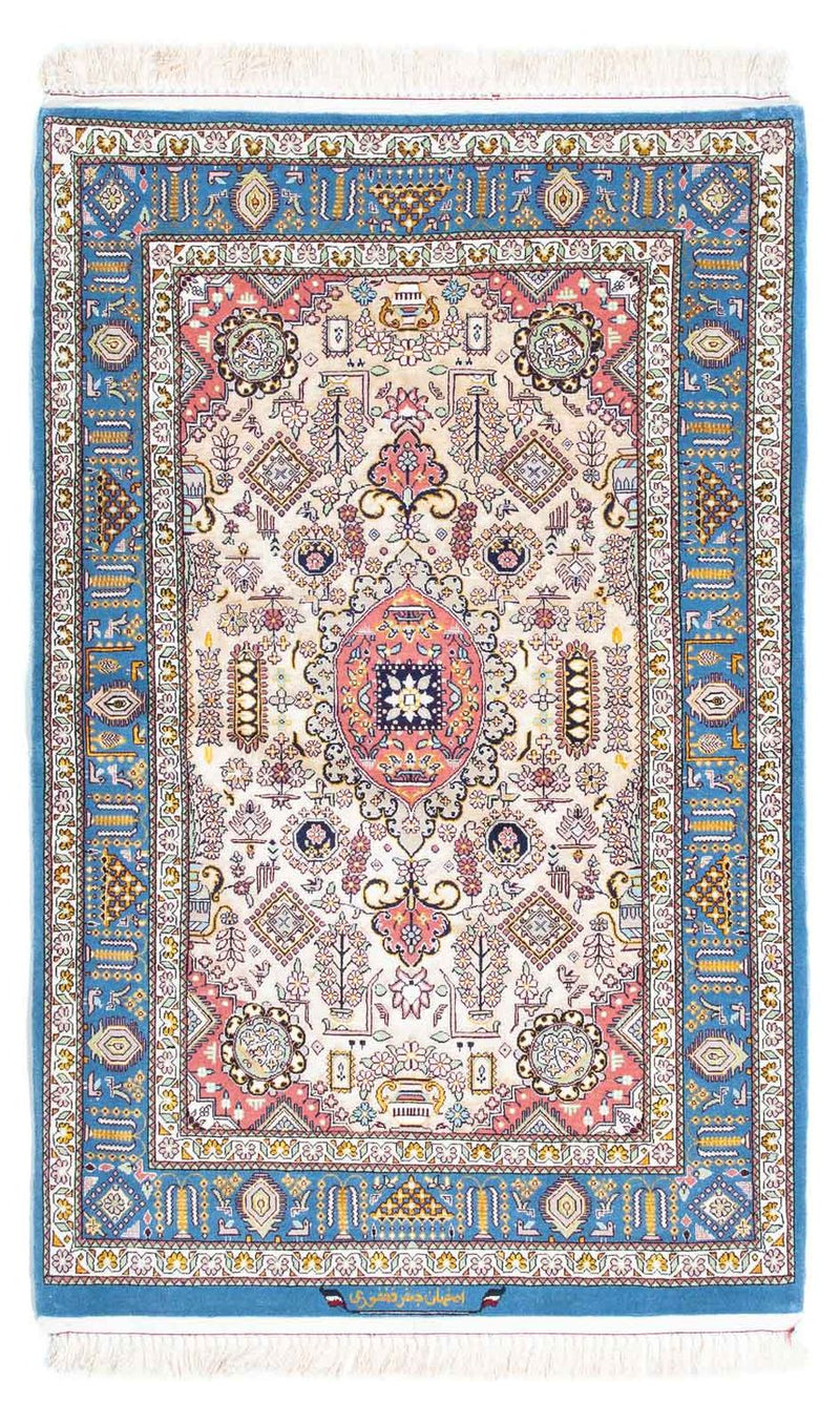 Tapis persan - Isfahan - Premium - 126 x 83 cm - bleu clair