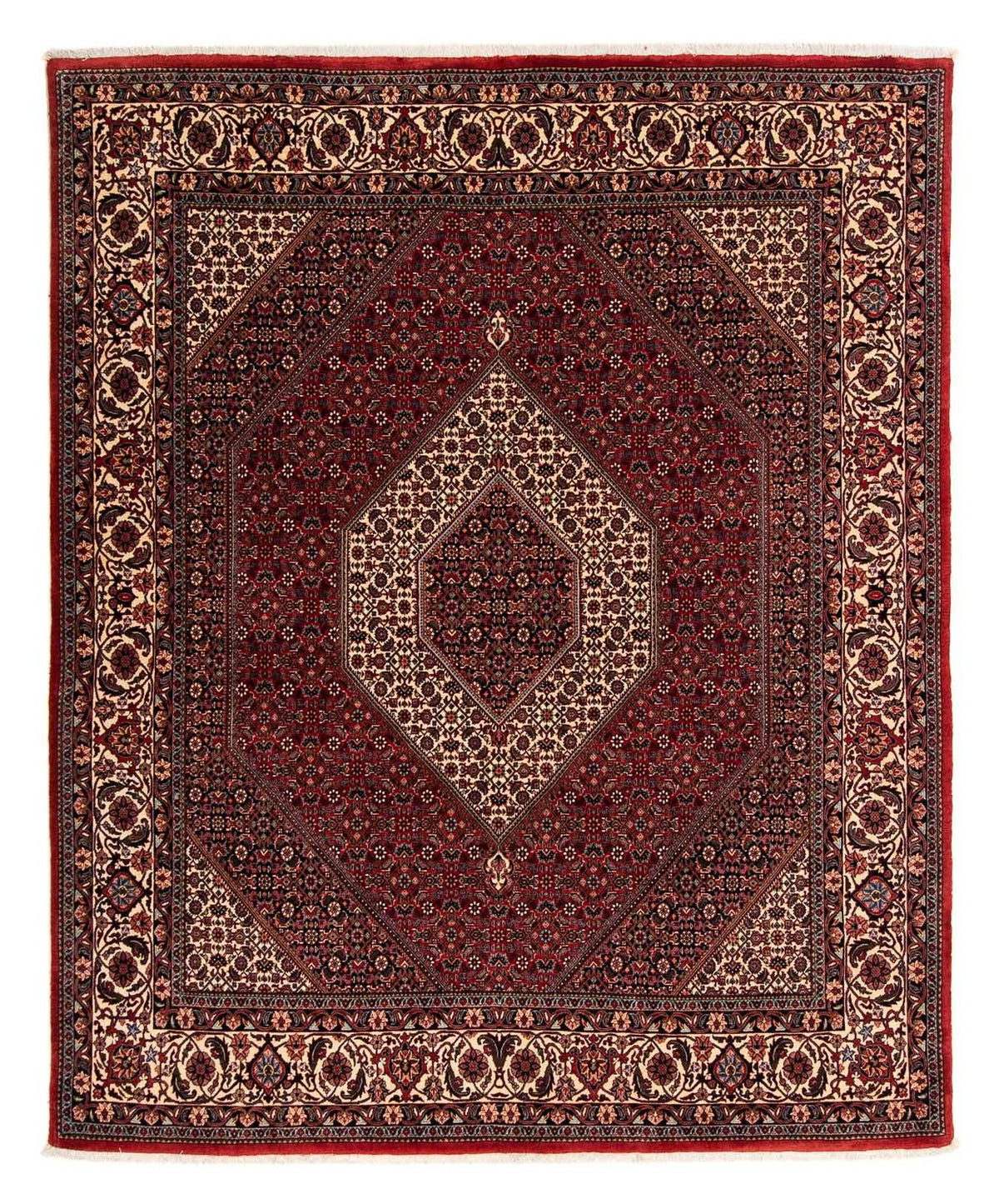 Tapis persan - Bidjar - 247 x 202 cm - rouge foncé