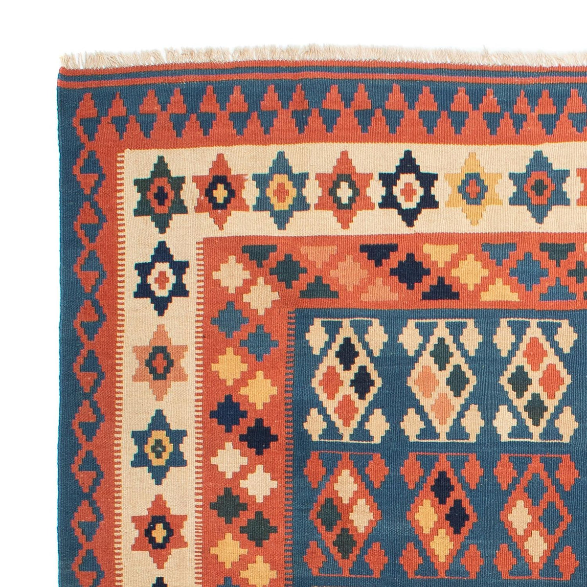 Tapis Kelim - Oriental carré - 212 x 197 cm - bleu