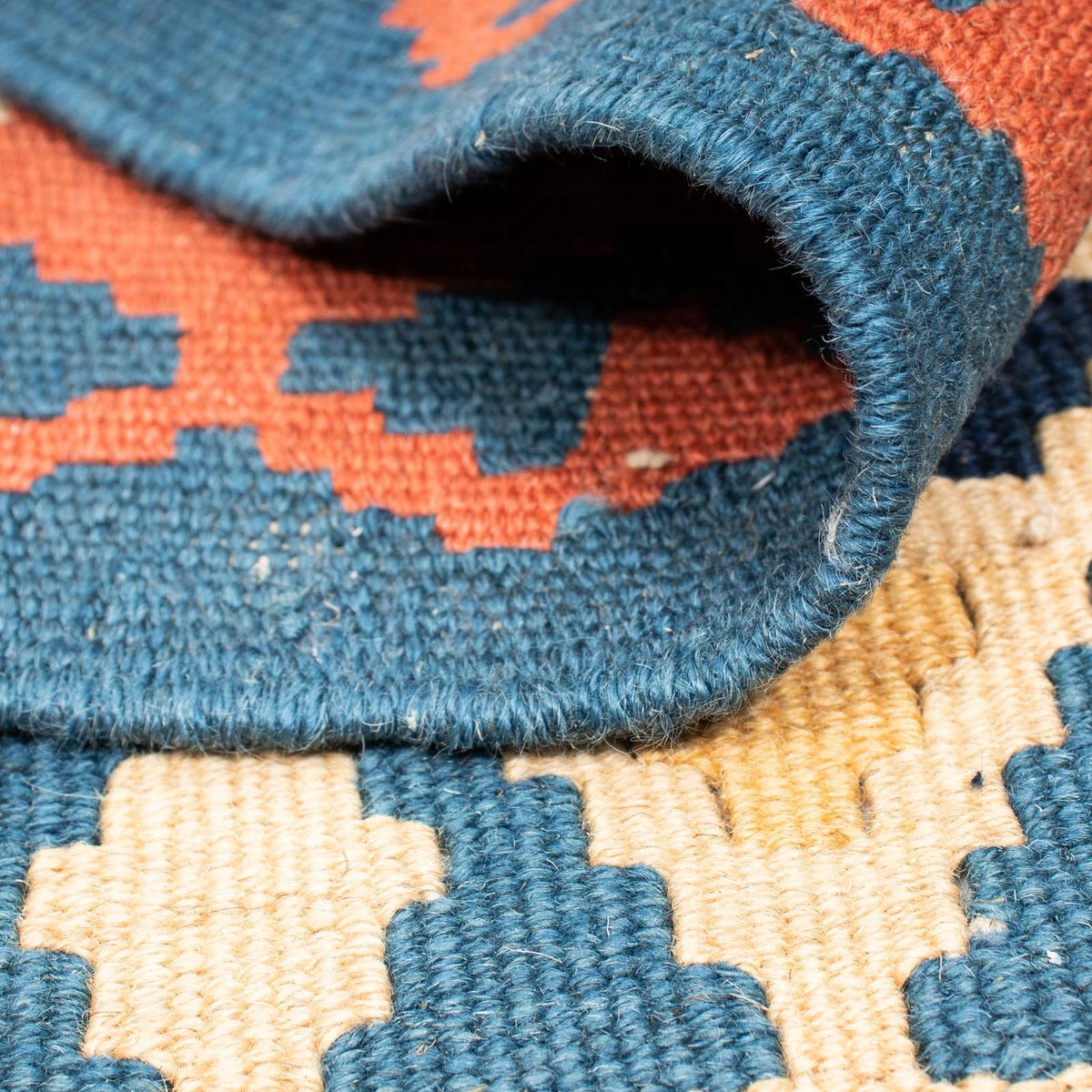 Tapis Kelim - Oriental carré - 212 x 197 cm - bleu