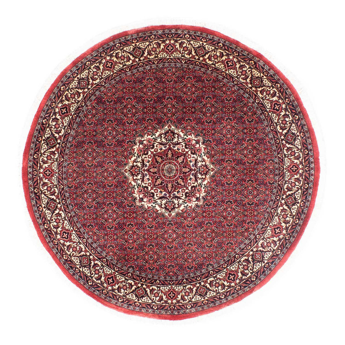Tapis persan - Bidjar ronde  - 155 x 155 cm - rouge foncé