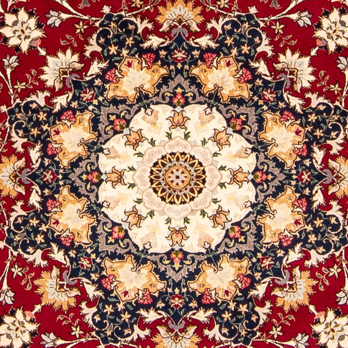 Tapis persan - Tabriz - Royal ronde - 250 x 250 cm - rouge foncé
