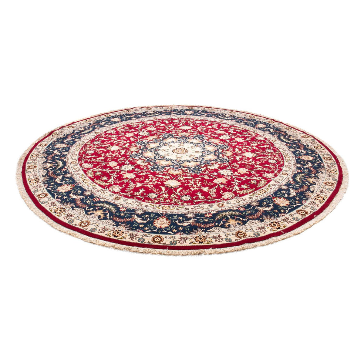 Tapis persan - Tabriz - Royal ronde - 250 x 250 cm - rouge foncé