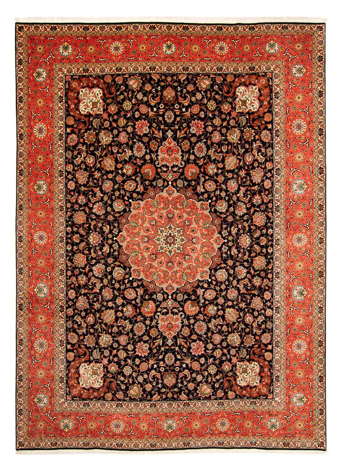 Tapis persan - Tabriz - Royal - 407 x 297 cm - bleu foncé