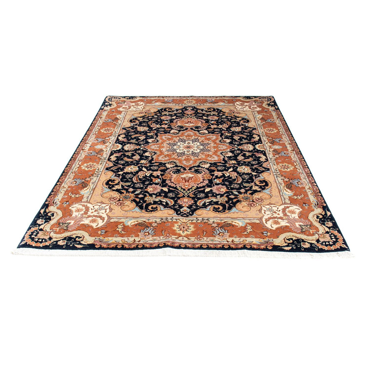 Tapis persan - Tabriz - Royal - 200 x 155 cm - bleu foncé