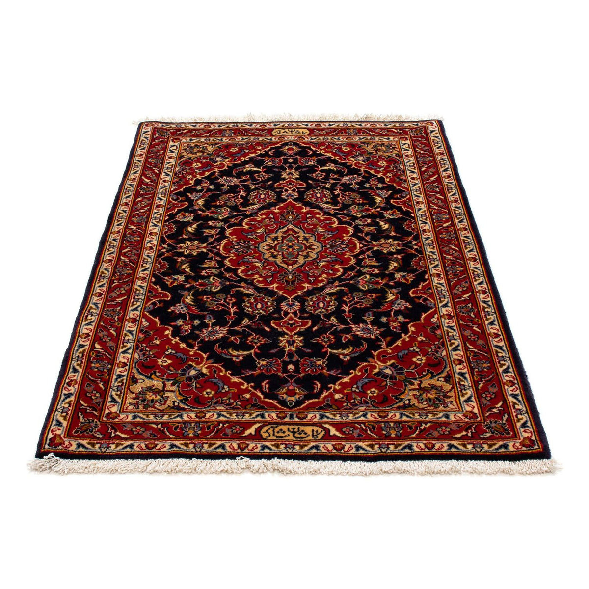 Tapis persan - Keshan - 119 x 80 cm - bleu foncé