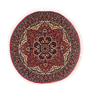 Tapis persan - Bidjar ronde  - 100 x 100 cm - rouge foncé