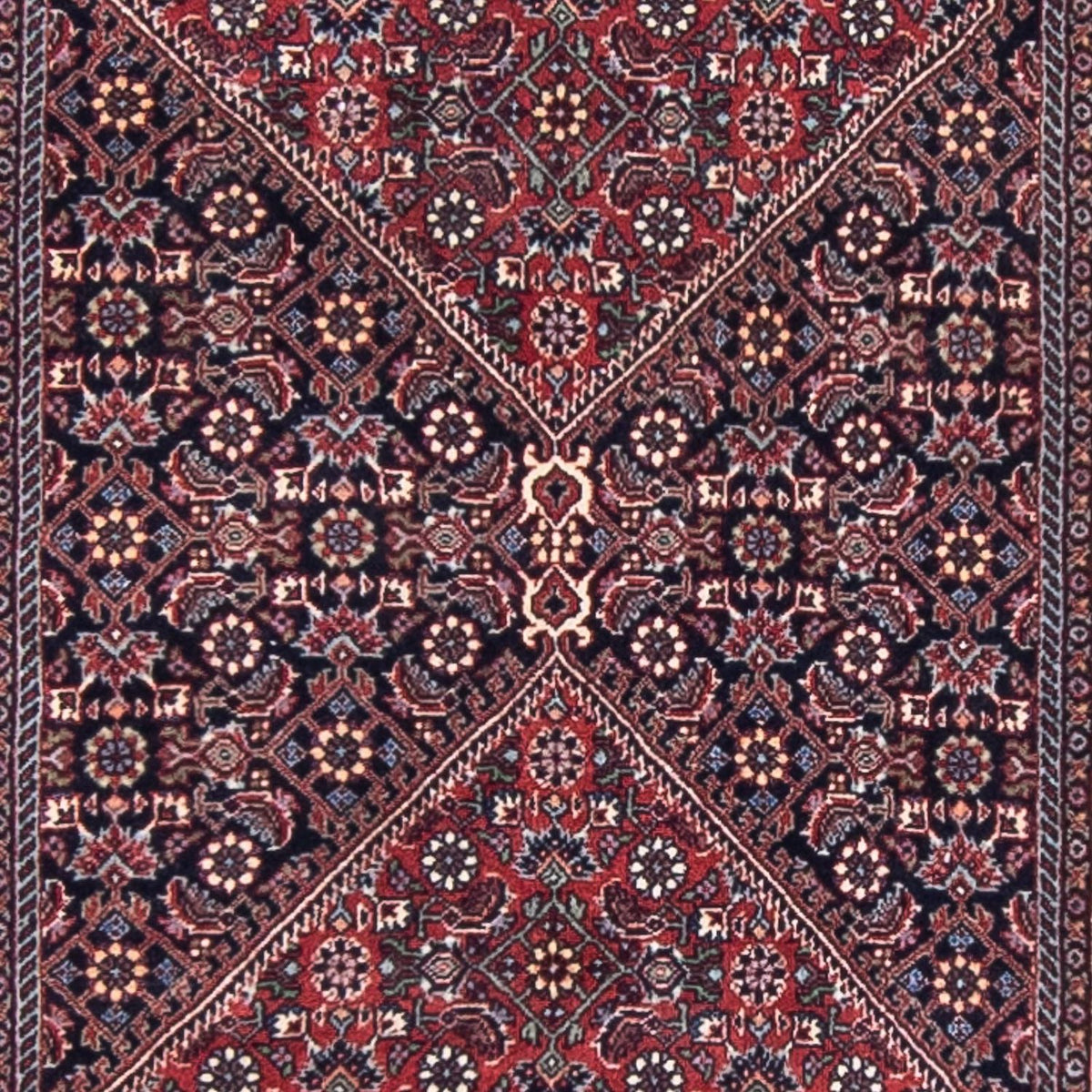 Tapis de couloir Tapis persan - Bidjar - 380 x 75 cm - rouge foncé