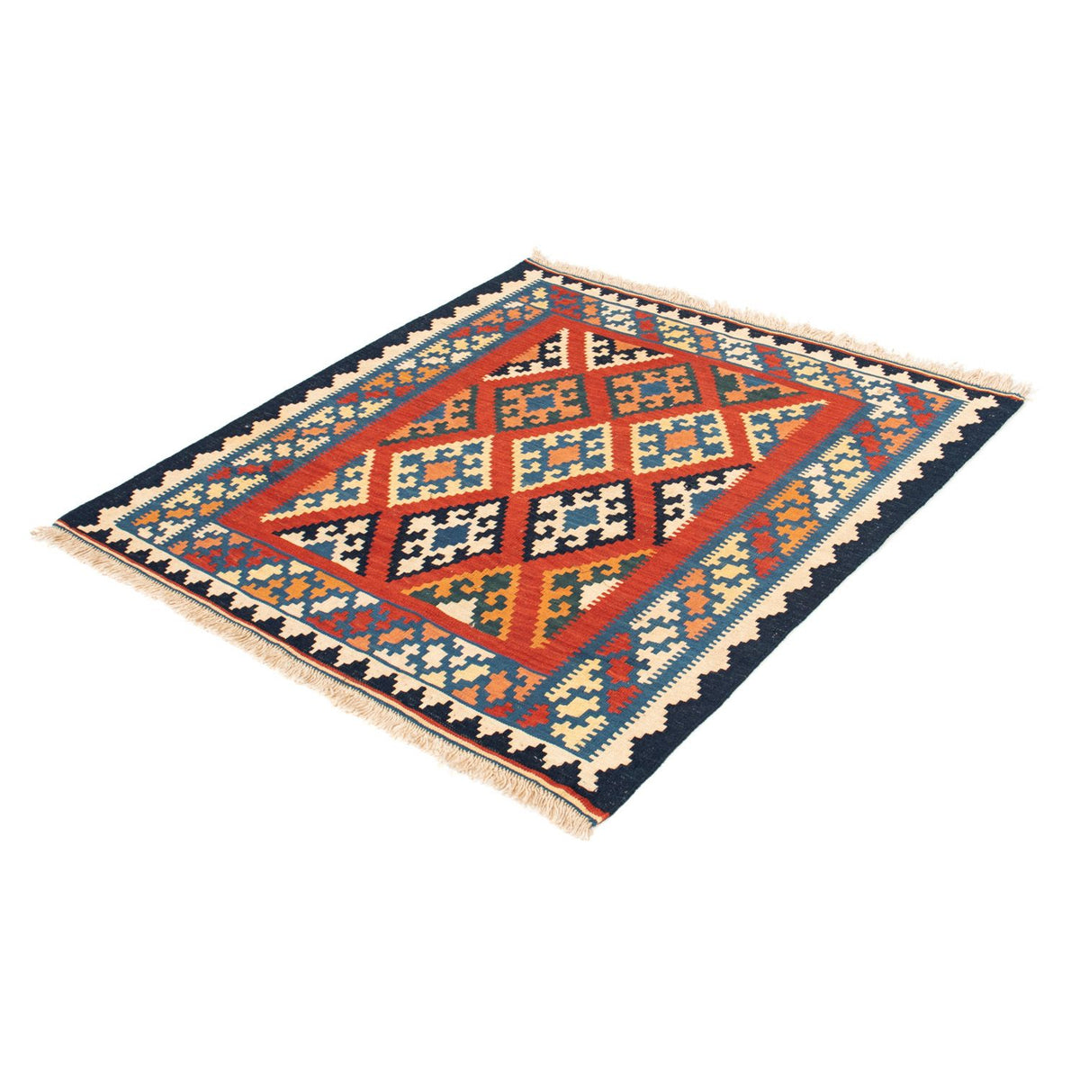 Tapis Kelim - Oriental carré  - 105 x 101 cm - rouge